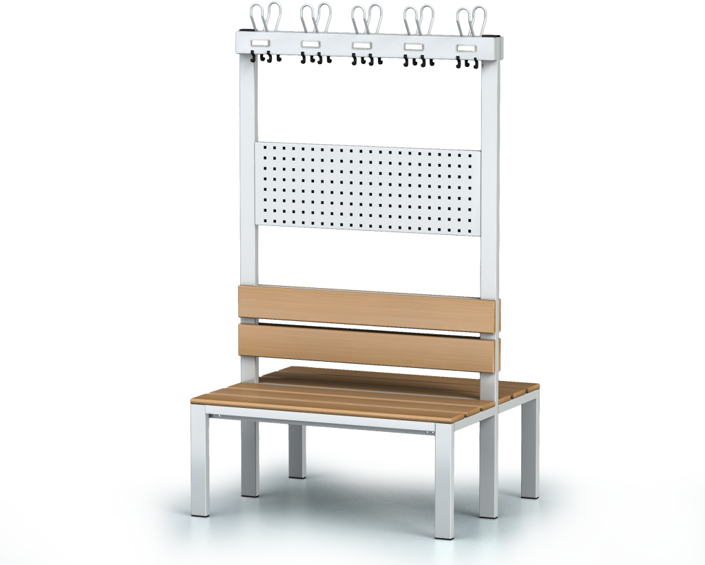 Double-sided benches with backrest and racks, beech sticks -  basic version 1800 x 1000 x 830